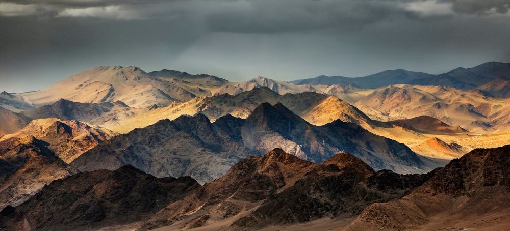 Last light on the ridges of the Altai range